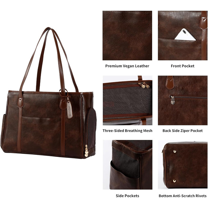 Сумка-переноска для собак та котів Monanller, шкіряна, для маленьких собак, кошенят та цуценят, схвалена авіаперевізниками, м'які стінки, колір кавовий