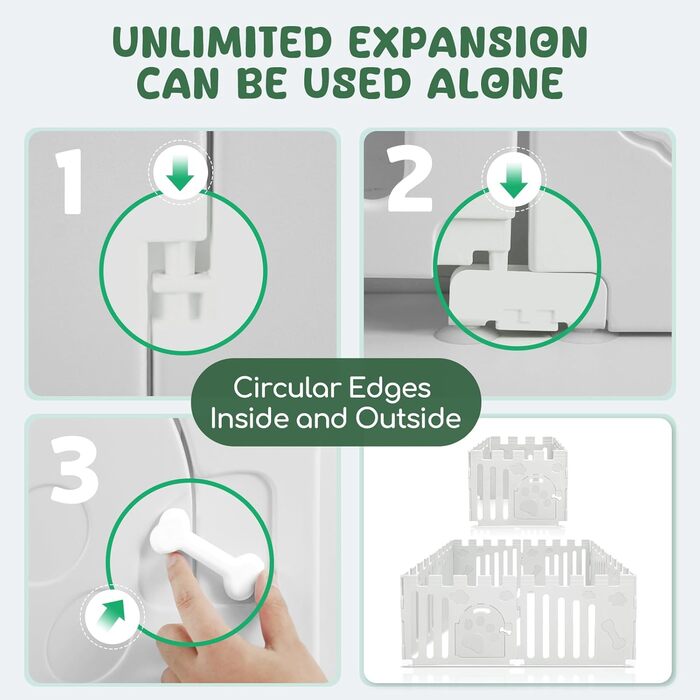 Клітка-манеж для собак і цуценят, 6-панельна, внутрішня, з дверцятами, біла (156 x 78 x 60 см)