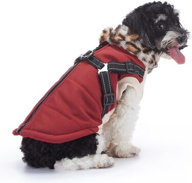 Зимова куртка для собак з інтегрованим нашийником, водо- та вітронепроникна, теплий одяг для цуценят та собак малих та середніх порід для активного відпочинку на відкритому повітрі (червона, S)