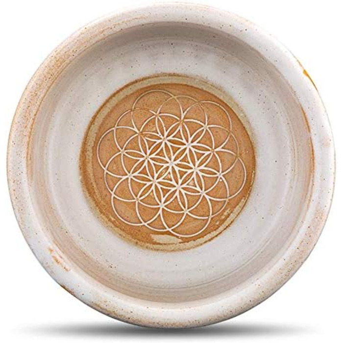 Керамічна миска для собак і котів Naftie Mandala, біла, ручна робота, 0,3 л, 14-15 см