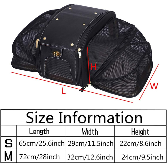 Сумка-переноска для собак та котів PetsHome, чорна, Premium-Nylon, водонепроникна, складна