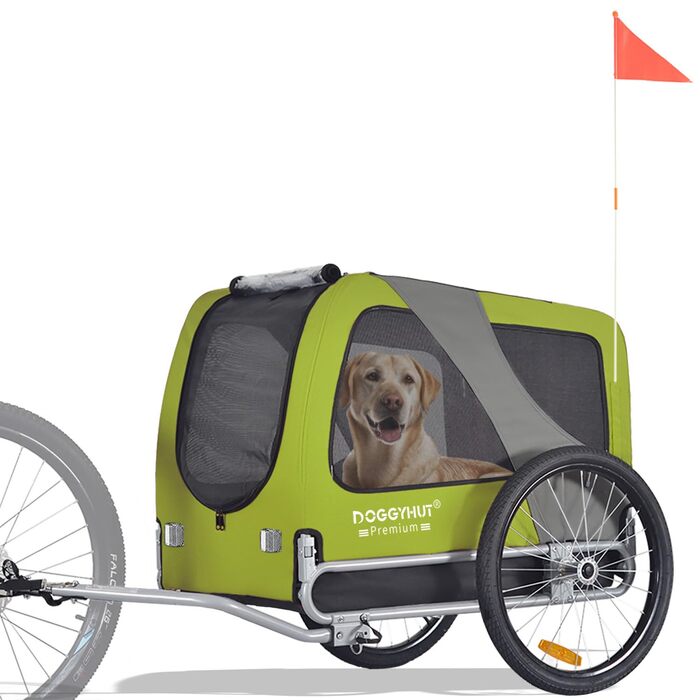 Преміум причіп для великих собак DOGGYHUT® для велосипеда, об'єм 270 л, зелений