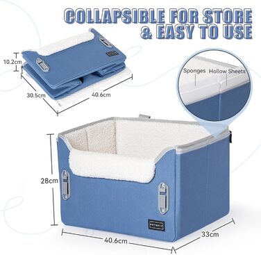 Клітка для собак Petfit у машину для маленьких собак, безпечна та стабільна, автокрісло для собак з фіксатором ременя безпеки, кошик для собак, автоліжко знімні чохли (S, Navy Blue)