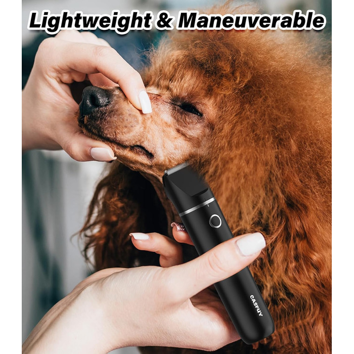 Бездротовий триммер для собак та котів Casfuy - тиха машинка для стрижки лап, очей, вух, обличчя, USB-зарядка, чорний