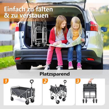 Візок Bonnlo для перевезення вантажів, 100 кг, 600D Oxford, сталевий каркас, 74,5×45,5×84 см (сірий)