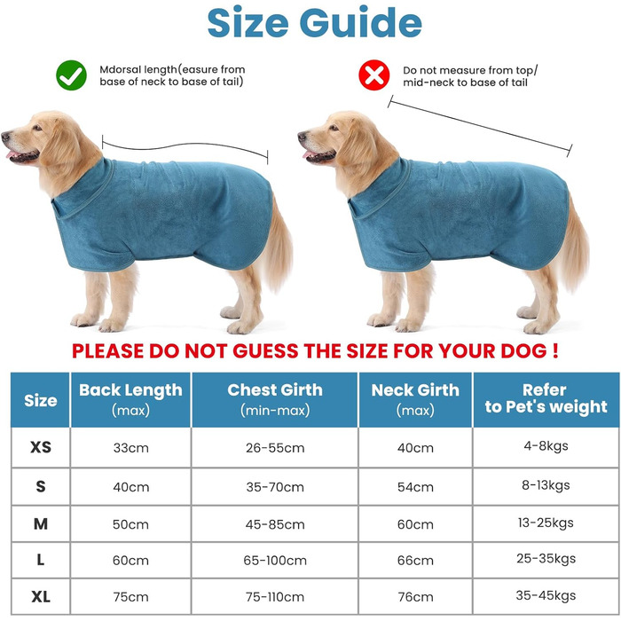 Рушник для собак PETTOM з мікрофібри, швидковисихаючий, бавовняний, супер вбираючий (L, блакитний)