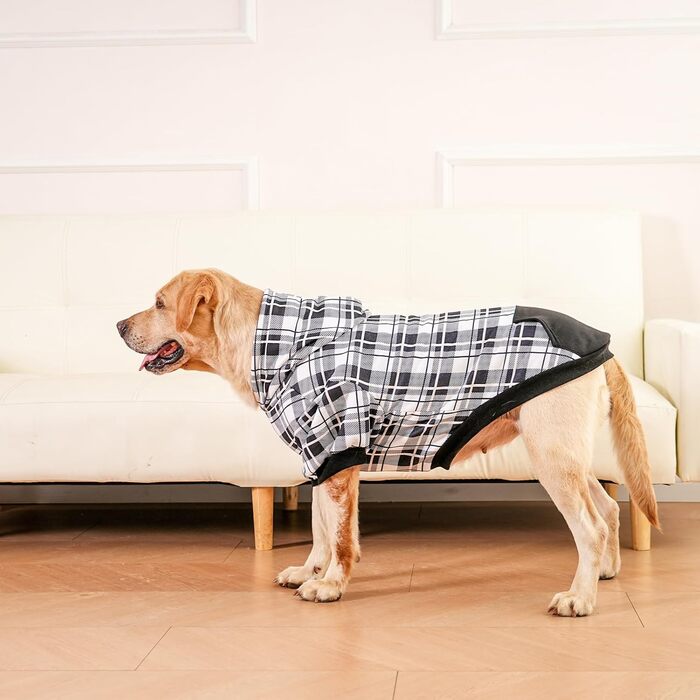Світшот для собак ExPawlorer з візерунком у клітинку, британський стиль, теплий одяг для собак з отвором для повідка, підходить для Pitbull, зимовий одяг для всіх порід, цуценят, дівчаток та хлопчиків, котів, рожевий (XX-Large, чорний та білий)