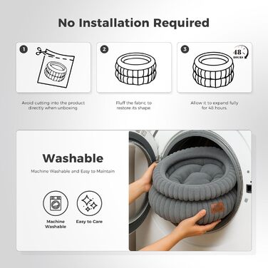 Килимок для кота PAWZ Road, м'який, круглий, сірий, 51x51x20 см