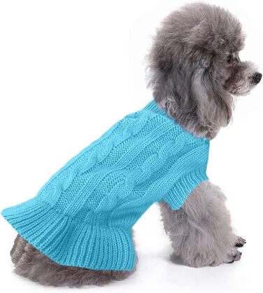 Светр для маленьких собак Chborchicen, в'язаний одяг для котів, теплий зимовий одяг для кошенят та цуценят, розмір XS, небесно-блакитний (X-Small, Одяг-Небесно-Блакитний)