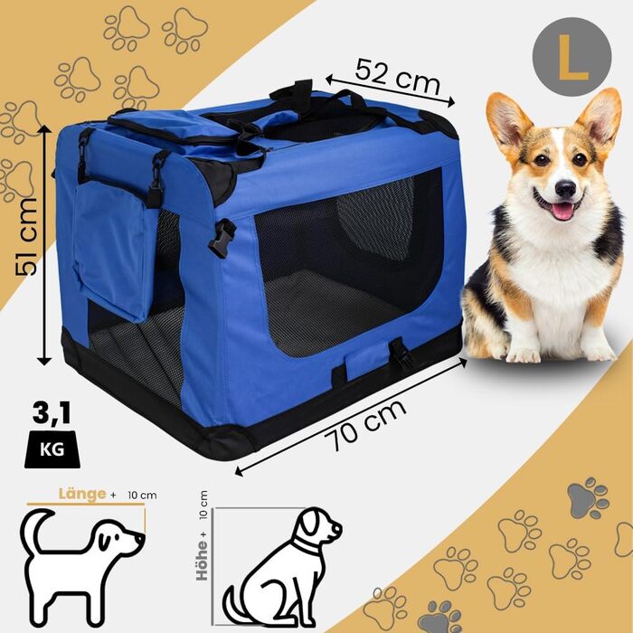 Транспортна переноска для собак та котів Petigi (L, 70x52x51 см, Синій)