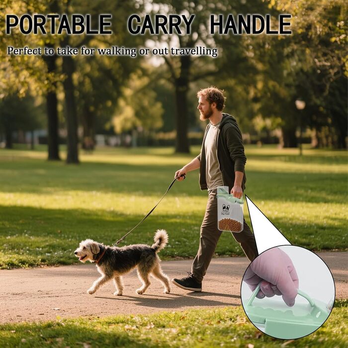 Контейнер для корму для собак 2.8L, герметичний, вологостійкий, BPA-free, прозорий, зелений 1391-Dog-Green