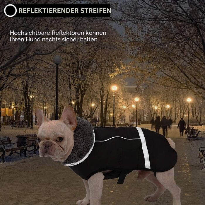 Зимовий одяг для собак QBLEEV: тепла, водонепроникна куртка з флісовою підкладкою, Rollkragen, для холодної погоди, розмір XL (Обхват грудей 50-79 см)