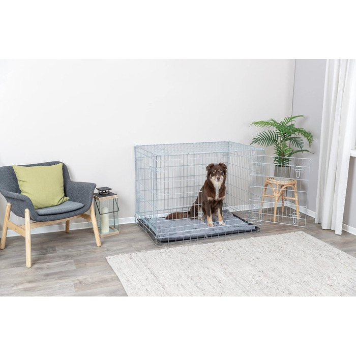 TRIXIE переносна клітка для собак Home XL, 116×86×77 см, складна, металева, з 2 дверима та замками, для транспортування і дому, срібляста