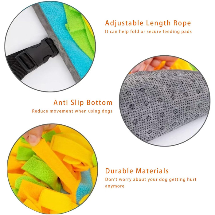 Schnüffelmatte для собак KVEXLIM – інтерактивна килимок-іграшка з центрум з пищалкою та 2 іграшками-шипами | Розвиваюча іграшка для собак маленьких, середніх та великих порід | Повільний годівник