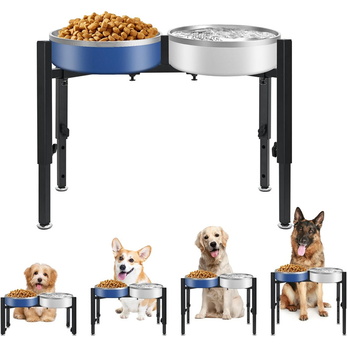 Підставка для корму для собак, регульована по висоті, металева, Quadrangle