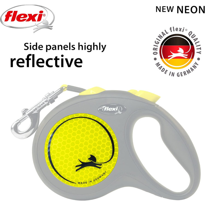 Рулетка для собак Flexi 25210769, чорно-неонова, розмір M, до 25 кг, 4.8 м