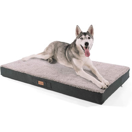 Ортопедичне ліжко для собак Balu, XXL (120x100 см), коричневе, з пам'яті ефекту, дихаюче, нековзне, знімний чохол