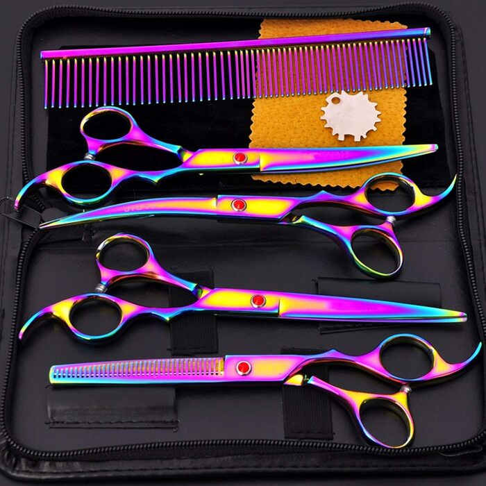 Набір професійних ножиць для грумінгу собак, ножиці для догляду за шерстю, з ножицями для фінальної обробки, нержавіюча сталь, для всіх порід собак та котів