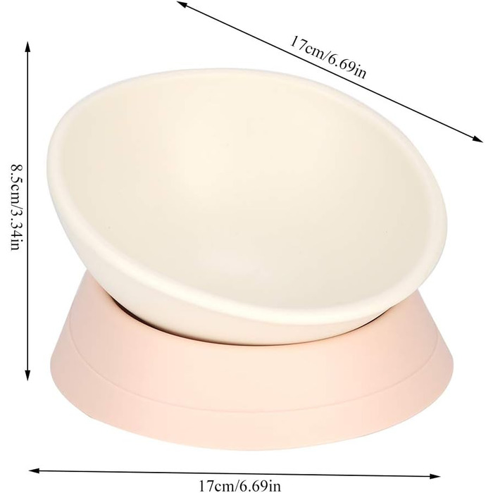 Миска для собак та котів з похилим підставою, неслизька, біла