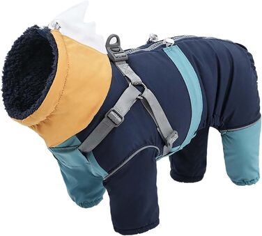 Зимовий комбінезон для собак з повним захистом, теплий з флісовою підкладкою, світловідбиваючий, для маленьких, середніх та великих собак, для холодної погоди, регульований (Синій, M)