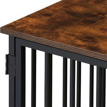 Клітка для собак Relaxdays, для дому, HBT: 65,5x102x60 см, 2 поворотні миски, собача будка з виглядом дерева, МДФ & сталь, (Коричневий/Чорний)