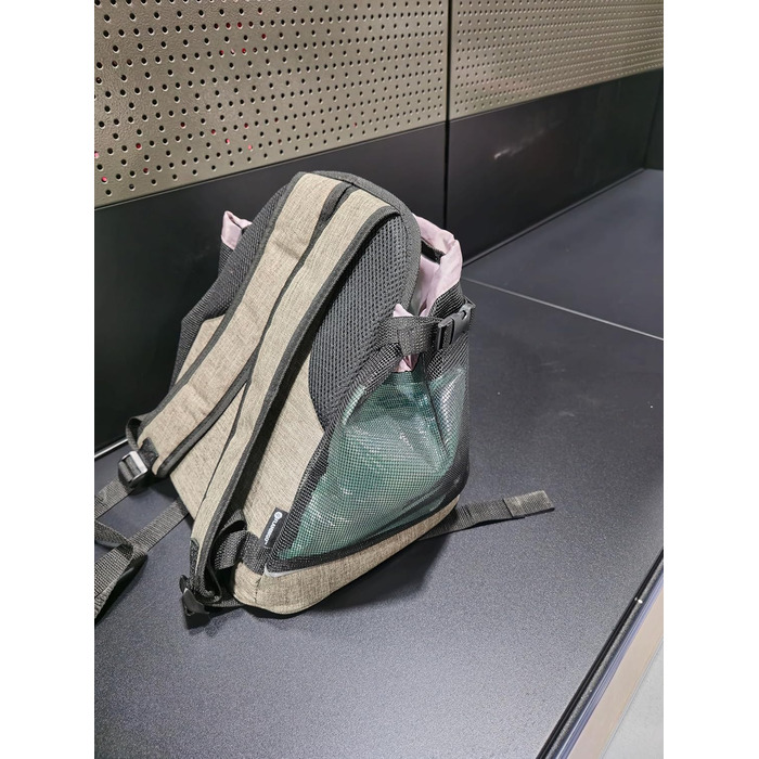 Сумка для собак Xanty Taupe – 29x23x38 см – поліестер – з шнурком, світловідбивачами, знімним дном, страховочною лінійкою, лямками на плече та талію