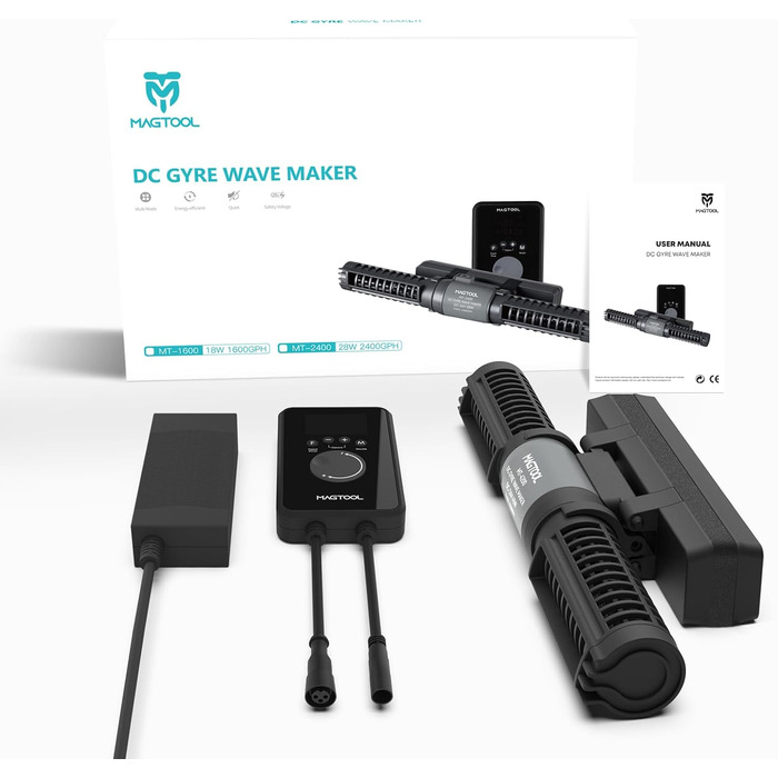 Помпа течії Magtool 1600–4200 GPH для акваріума, регульована циркуляційна помпа з контролером, 360° хвильовий генератор для прісноводних та морських акваріумів