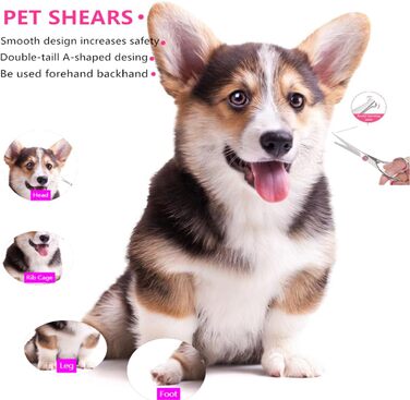 Набір професійних ножиць для собак 4 шт. з гребінцем для грумінгу. Ідеально для собак, котів та інших тварин.