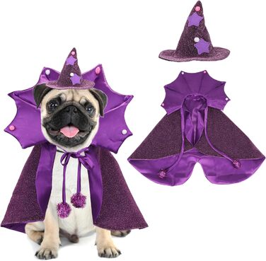 Костюм чарівника для собак ADOGGYGO, карнавальний костюм для собак середнього розміру, віолетовий (M)