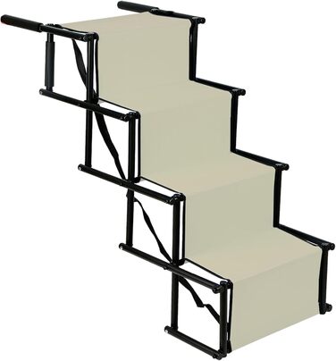 Рампа для собак Homewell - розкладна, до 70 кг, регульована - для маленьких, середніх, великих та хворих собак. Легко зберігати (Бежева)