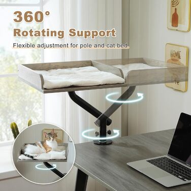 Кішка лежанка PAWZ Road на стіл, дерев'яна, обертова, регульована, гамак для кігтів, до 23 кг, сіра