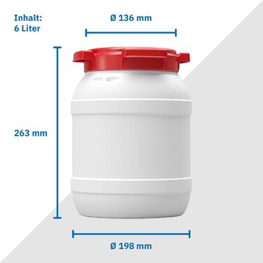Контейнер для корму DIE BOX FABRIK з кришкою та лопаткою, HDPE, 6 літрів, для корму тварин, велика кришка, преміум-якість