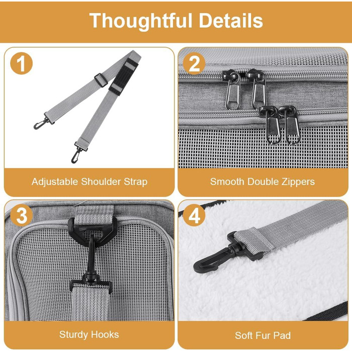 Складана переносна сумка-бокс для собак та котів VSSHE, 15 кг, сіра