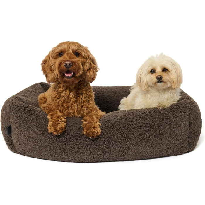PAW WOW Sven: ортопедичне ліжко для собак | З м'якого плюшевого матеріалу | Для малих, середніх та великих собак (Колір: коричневий, 80x60 см)