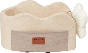 Автомобільне ліжко для собак VEVOR, водовідштовхувальне, з ручками та кишенею, безпечний поводок, наповнювач PP-бавовна (Світло-коричневе, Extra Small)