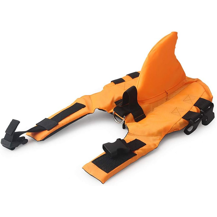 Спасальний жилет для собак з принтом акули, оранжевий, розмір M