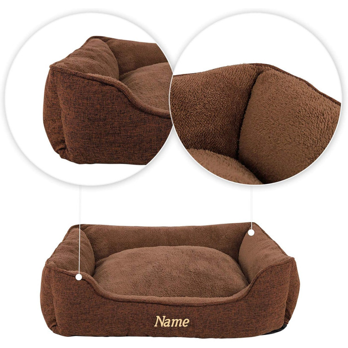 М'яке ліжко для собак Lionto знімний чохол, 110x80 см, коричневе, з антиковзким дном