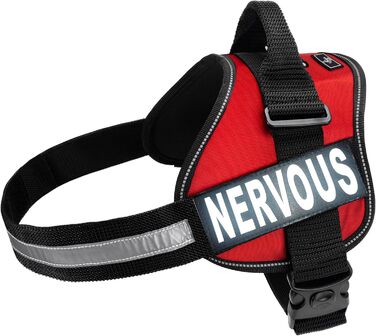Нейлонова жилетка-шлея для службових собак Nervous з 2 світловідбиваючими написами, регульована, для безпеки собак