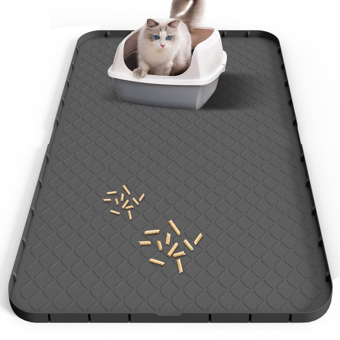 Килимок для котячого туалету Silikon Katzenklo Matte XXL 88x56 см, чорний – водовідштовхувальний, антиковзкий, легко чиститься, для багатоквартирних домівок