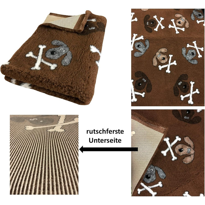 Лежанка для собак Elropet Premium: коврик, килимок, лежанка для маленьких та великих собак, неслизька, розмір M (100x80 см), колір коричневий