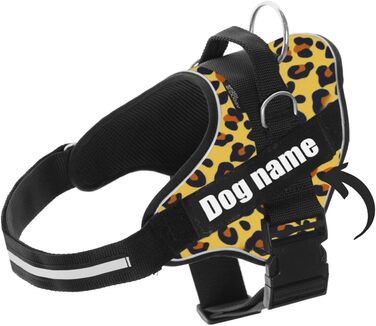 Індивідуальна шлея для собак SUPER DOGGY, рефлективна, з 2 іменними бірками, для малих, середніх та великих порід (леопард, XL, 30-45 кг)