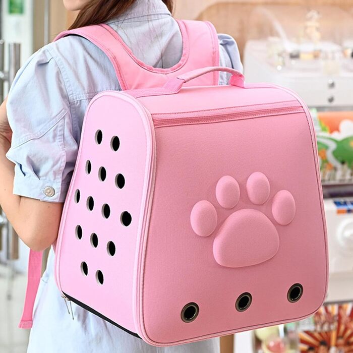 Транспортна переноска для собак та котів | Складана переноска для тварин, рожева