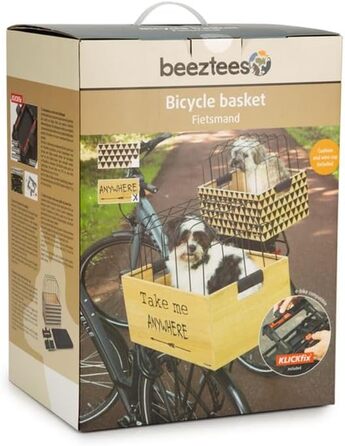 Дерев'яний велосипедний кошик Beeztees K&Bz, 45 x 33 x 45 см, чорний