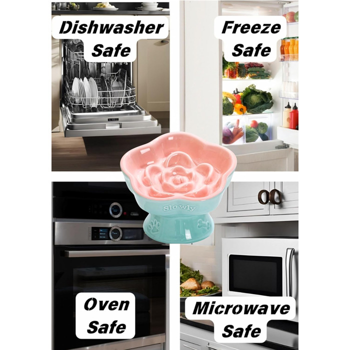 Миска для повільного годування домашніх тварин, керамічна, нахилена, для котів та маленьких собак, рожева