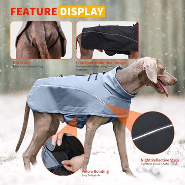 Водонепроникний зимовий одяг для собак Petcute - тепла куртка-жилет для собак з отвором для повідка (XXL, блакитний)