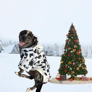 Костюм для собак FLAdorepet «Корова» з капюшоном, білий, флісовий зимовий комбінезон для малих, середніх і великих порід, розмір 3XL, для ретривера