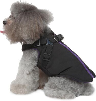 Зимовий теплий одяг для собак, флісова куртка, водонепроникна, утеплена, для цуценят та собак різних розмірів (Чорний, M)