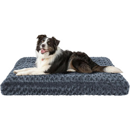 М'яке ортопедичне ліжко для собак Homaxy, великих порід, 89x59x8 см, темно-сірий колір, з антиковзною основою, миється