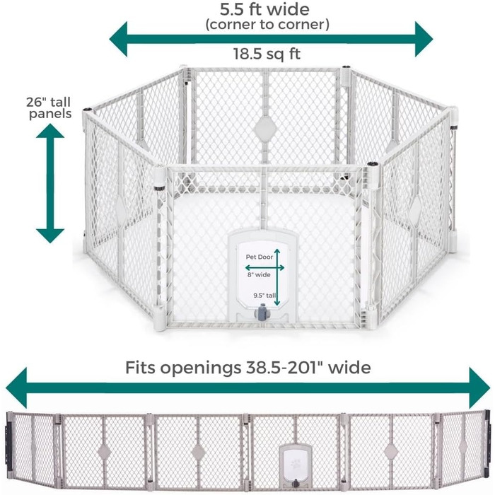 Laufstall для собак North States MYPET Petyard, розкладний, 6 панелей, 66 см, сірий (для дому та вулиці)