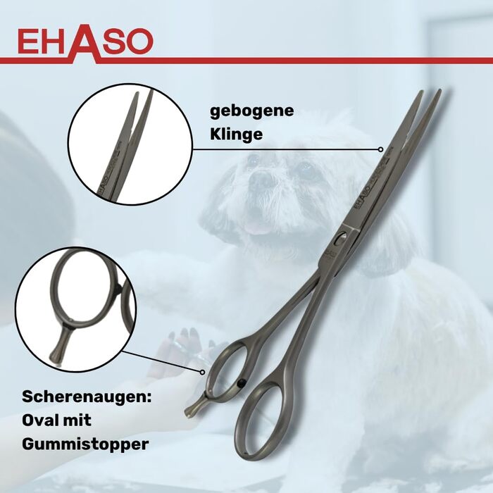 Ножиці для собак EHASO, нержавіючі, 17 см, матові